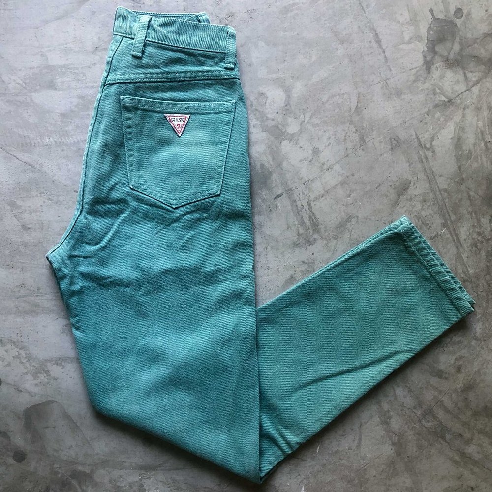 vintage 80s green GUESS JEANS high rise 28